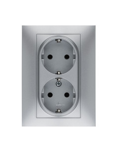 BASE ENCHUFE EMPOTRAR ALUMINIO DOBLE 16 A
