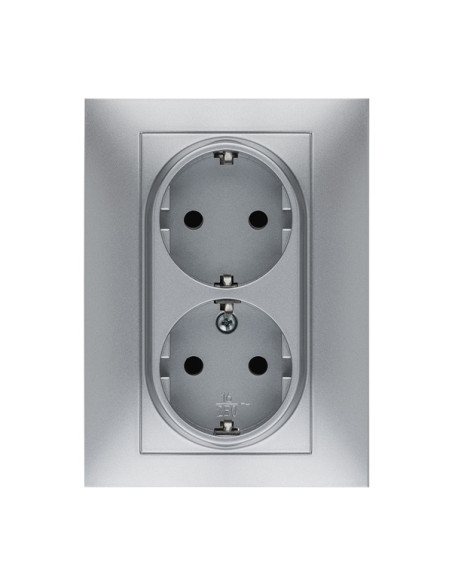 BASE ENCHUFE EMPOTRAR ALUMINIO DOBLE 16 A