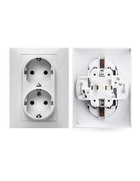 BASE ENCHUFE EMPOTRAR BLANCO DOBLE 16 A