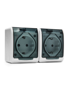 BASE ENCHUFE SUPERFICIE DOBLE IP54 ESTANCO 16 A