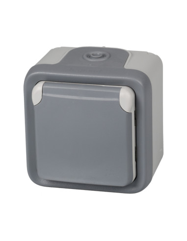 BASE ENCHUFE C/TT SUPERFICIE IP55 GRIS