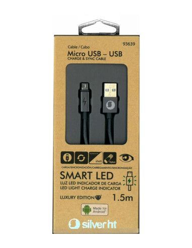 CABLE CARGADOR MICRO USB-USB INDICADOR LED CARGA 1,5 M