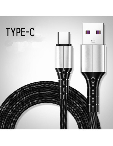 CABLE CARGADOR NYLON 2MHA USB -TIPO C 1 M