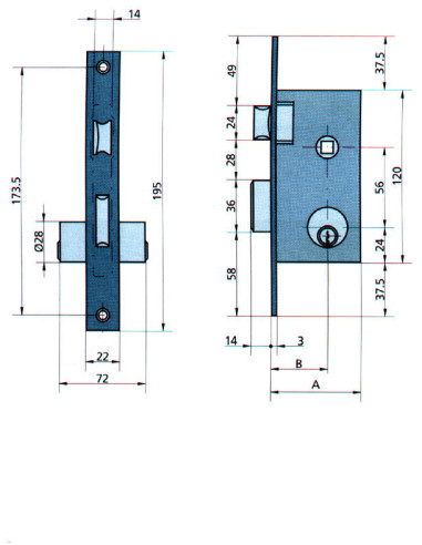 CERRADURA EMBUTIR HL/CL 62 MM