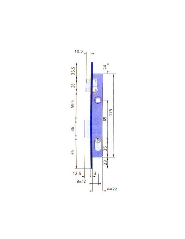 CERRADURA EMBUTIR MET HN/CL 12 MM