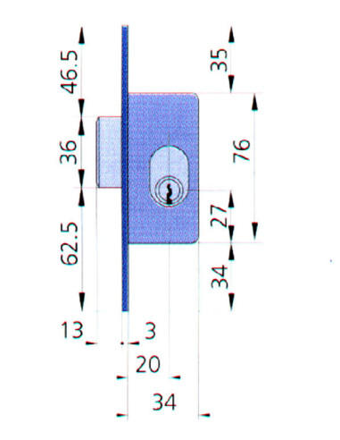 CERRADURA EMBUTIR MET HN/CN 20 MM