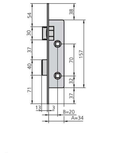 CERRADURA EMBUTIR MET HN 20 MM