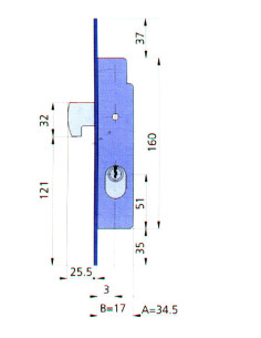 CERRADURA EMBUTIR MET HN/CN 17 MM