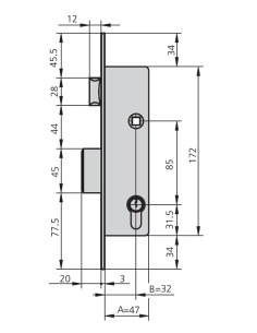 CERRADURA EMBUTIR MET HN 25 MM