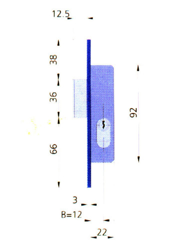 CERRADURA EMBUTIR MET HN 22 MM