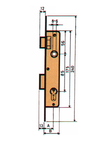 CERRADURA EMBUTIR P/METALICA