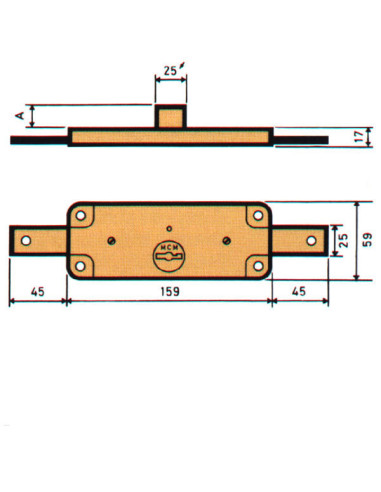 CERRADURA PERSIANA BORJAS ZN 59X159 MM