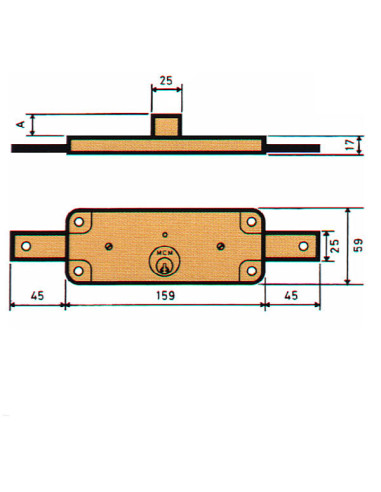 CERRADURA PERSIANA ZN 20MM 59X159 MM