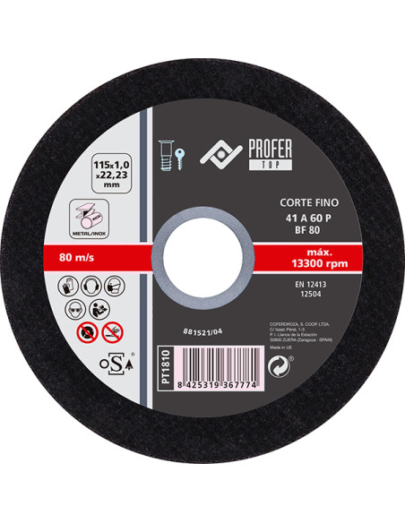 DISCO C FINO INOX PLANO 115X1MM