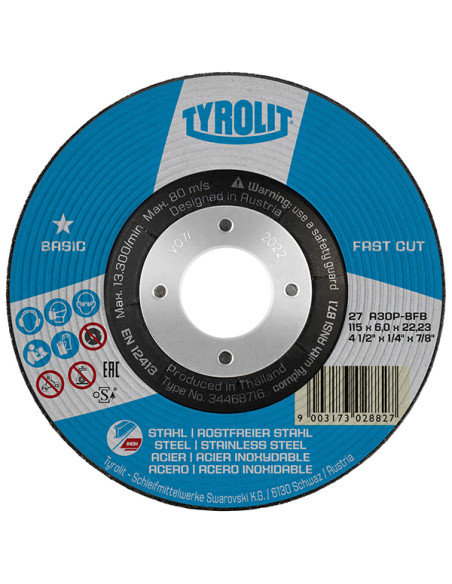 DISCO DESBASTE 27 ACERO A30P-BFB 125X6 MM