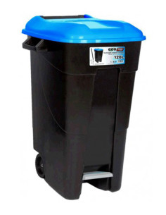 CONTENEDOR PEDAL/RUEDA T AZUL 120 L