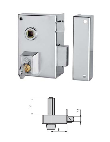 CERRADURA SOBREP DCHA ESMAL 60 MM