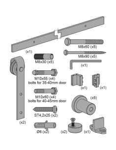 KIT CORREDERA RUSTICO 80 NEGRA 2 M