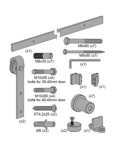 KIT CORREDERA RUSTICO 80 NEGRA 3 M