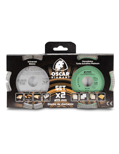 DISCO DIAMANTE PORC+G.OB PACK 2 115 MM
