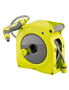MINI ENROLLADOR MANUAL VERDE+MANGUERA+PISTOLA 10 M
