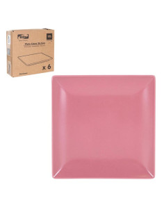 PLATO LLANO CUADRADO ROSA 26,5 CM