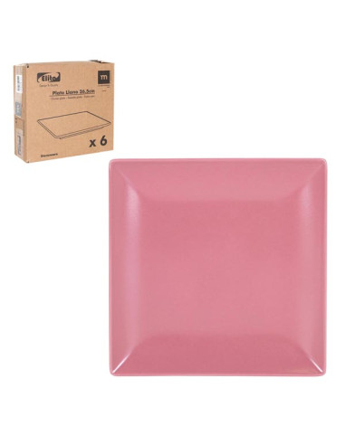 PLATO LLANO CUADRADO ROSA 26,5 CM