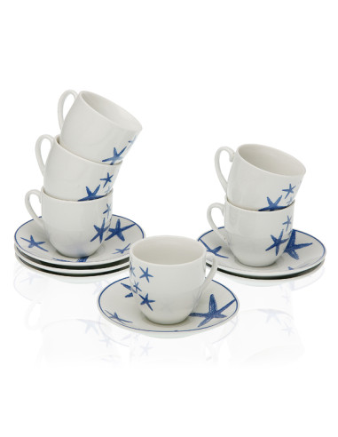 SET 6 TAZAS TE BLUE SEA