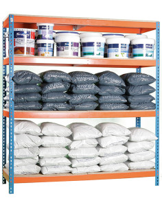 ESTANTERIA 4 ALTURAS AZUL/NARANJA 600KILOS 20X15X60