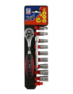 LLAVE VASO JGO 12 PZ +CARRACA 1/4''