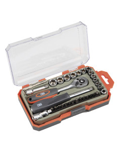 ESTUCHE VASO JGO 35 PZ +CARRACA 1/4''