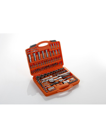 LLAVE VASO JGO 110PZ +CARRACA 1/4-1/2''