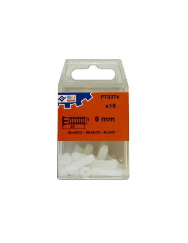 TACO PLASTICO BLANCO C/15 PZS 6 MM