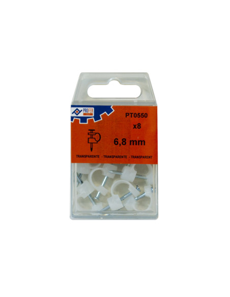 GRAPA PLASTICO TRANSPARENT C/8 6,8 MM