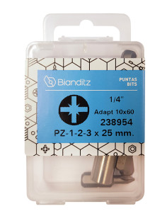 PUNTAS PZ 1-2-3X25 MM EX +ADAP 1/4''