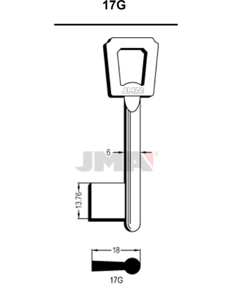 LLAVE EN BRUTO GORJA LATON 17G NIK/G