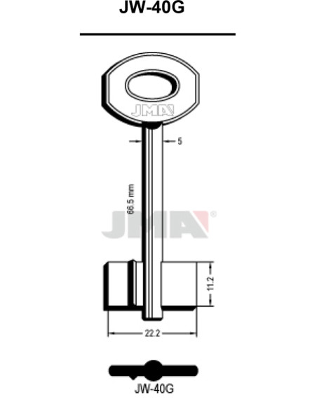 LLAVE EN BRUTO GORJA LATON JW-40G