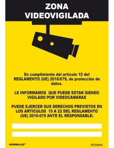 SEÑAL ZONA VIDEOVIGILADA 210X300 MM