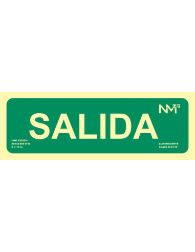 SEÑAL SALIDA PVC CLASE B 105X300MM