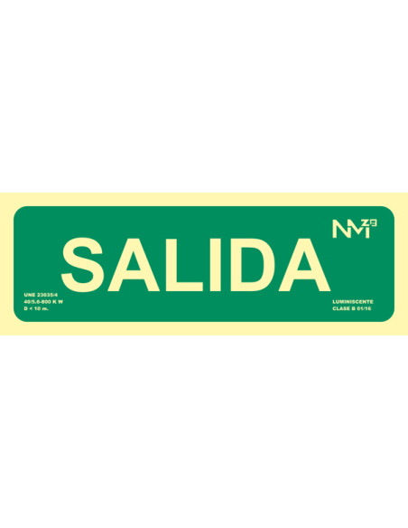 SEÑAL SALIDA PVC CLASE B 105X300MM