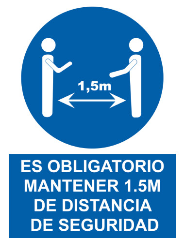 OBLIGA DISTANCIA 1,5M SEGURIDAD 200X300 MM