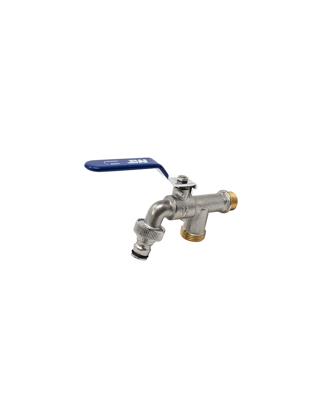 GRIFO ESFERA JARDIN DOS SALIDAS ENCHUFE RAPIDO 1/2''-3/4'