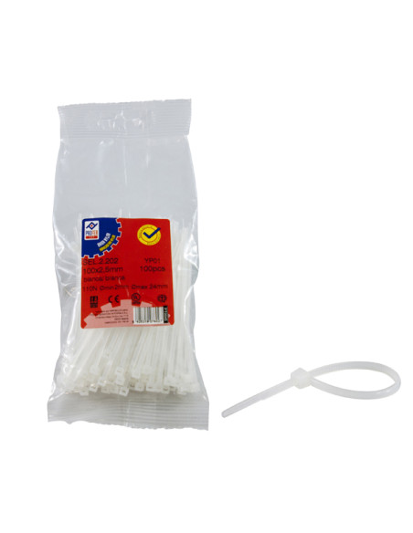 BRIDA NYLON BLANCA B/100 3,5X140 MM