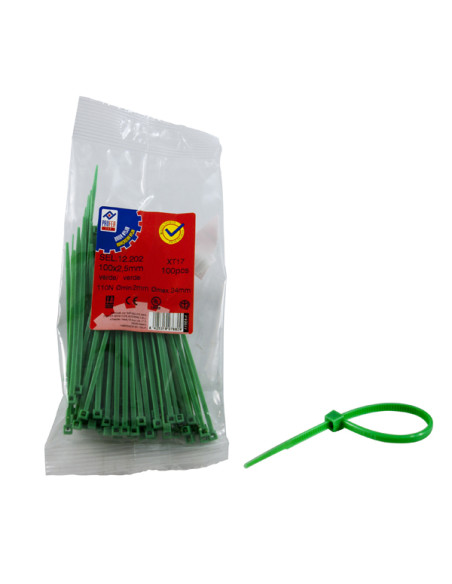 BRIDA NYLON VERDE B/100 4,5X200 MM
