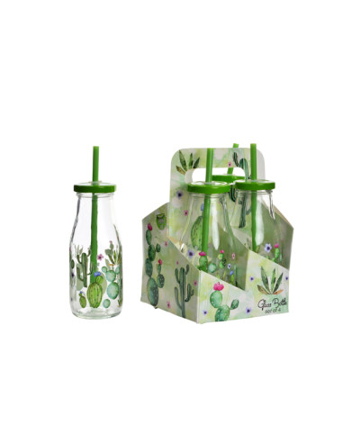 BOTELLA CRISTAL CACTUS SET-4 14X13X20CM