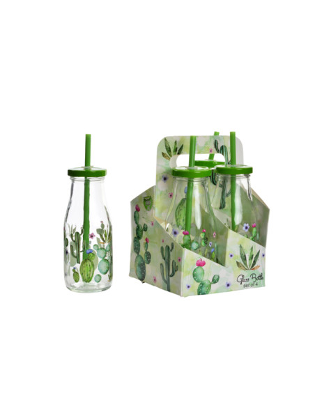 BOTELLA CRISTAL CACTUS SET-4 14X13X20CM