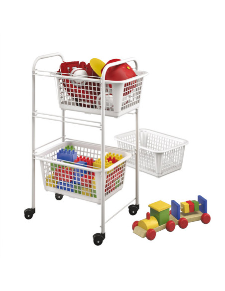 CARRO MULTIUSO 3 CESTAS BLANCO 38X30X68CM