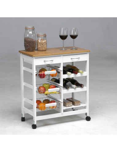 CARRO COCINA 3 CESTAS T/MADERA 76X67X37CM