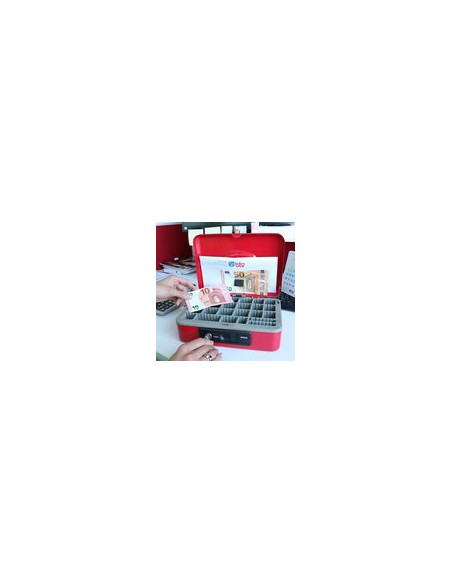 CAJA CAUDALES MODULAR ROJA 25X18X9CM