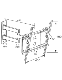 SOPORTE TV LED INCL.GIR. NEGRO HASTA 65'' 2